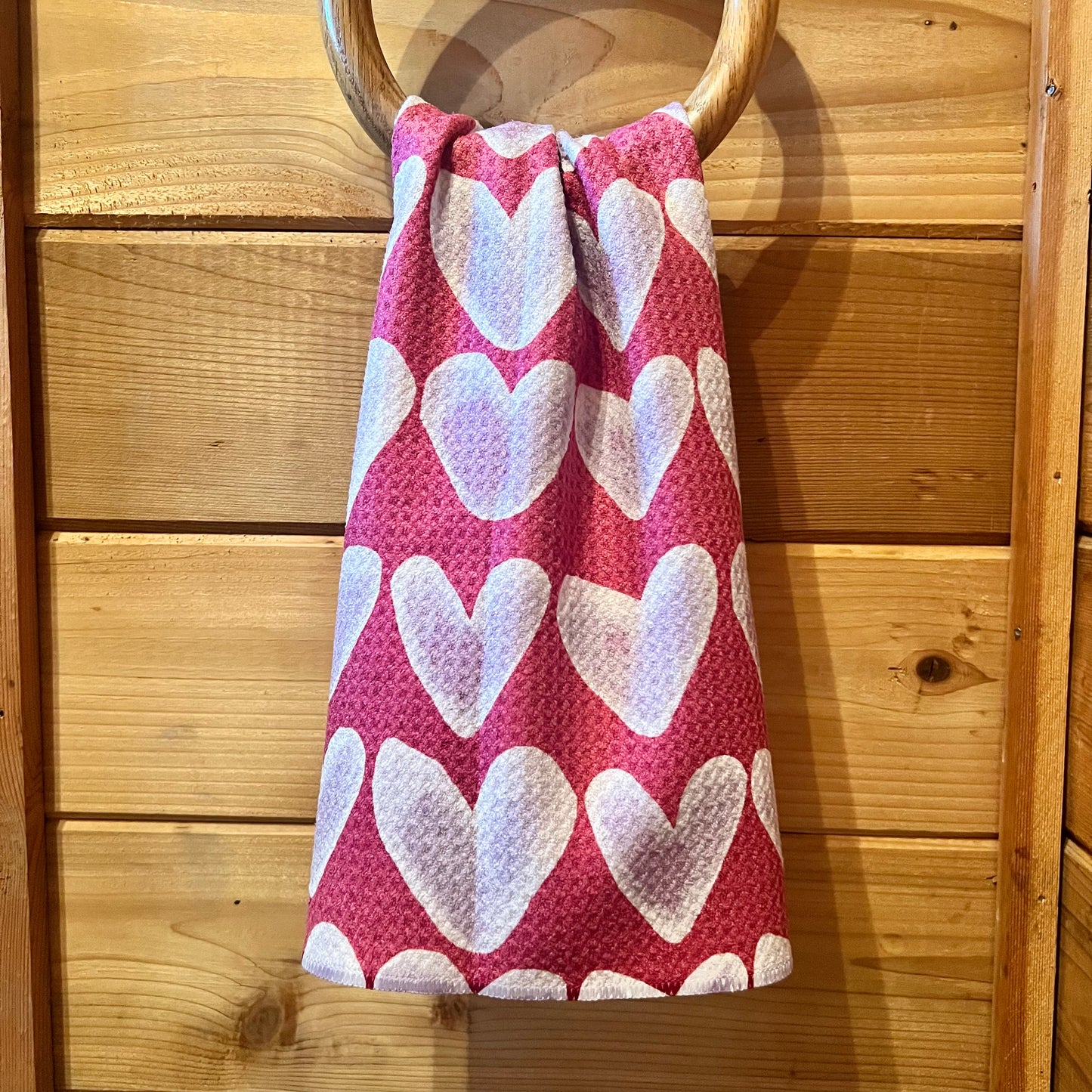 Watercolor Hearts Tea Towel